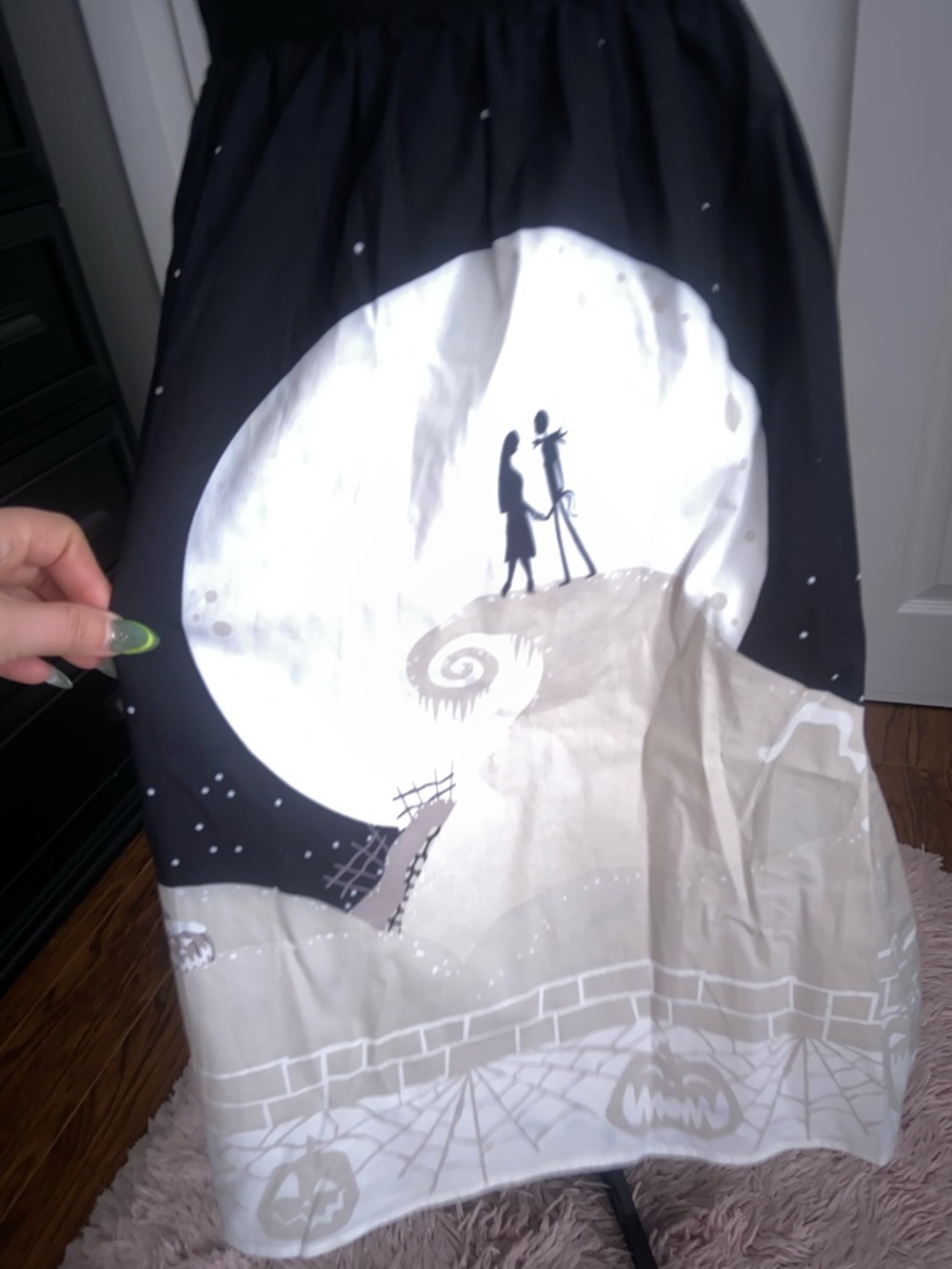 Disney Nightmare Before Christmas Black and Cream Midi Skirt - Picture 2 of 5